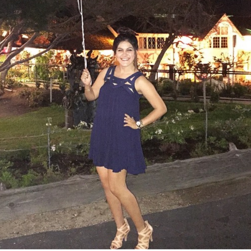 G. Reve Navy Blue Cut Out Flowy Dress